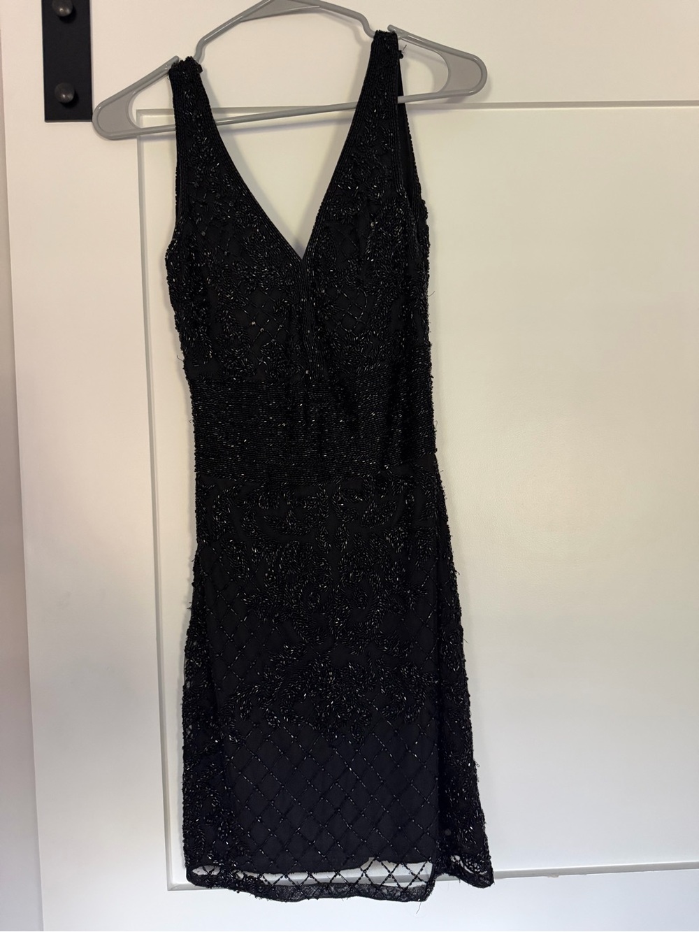 Primavera Couture Black Beaded Mini Dress